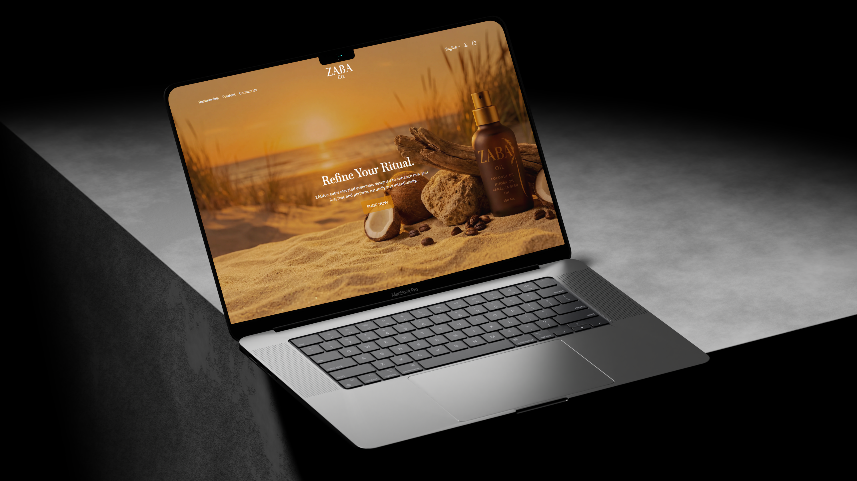 Website interface for Zaba Co, designed by Kuniva Studio, Gold Coast